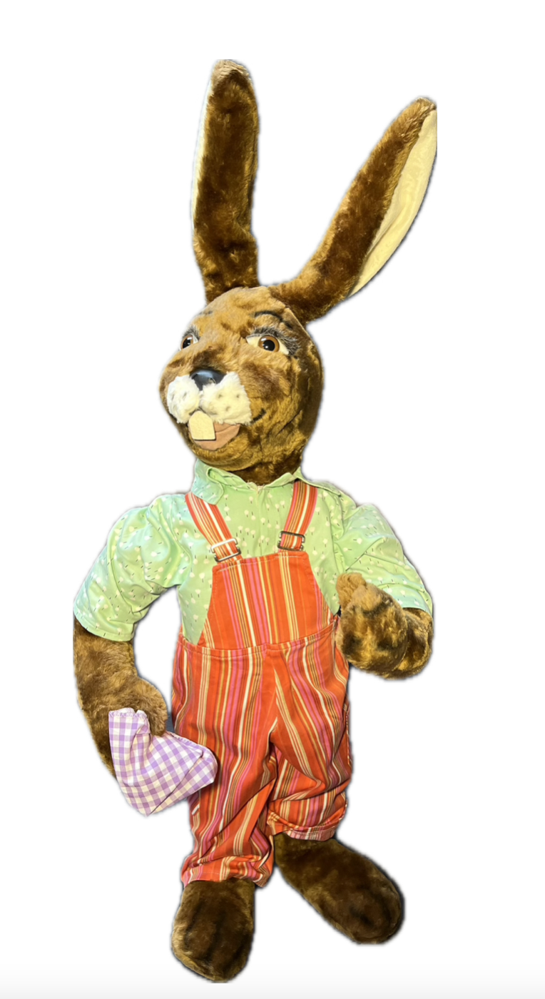 Rabbit with a cleaning rag in its paw