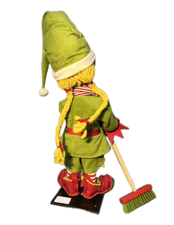 Elf with button eyes and a broom (Christmas bakery)