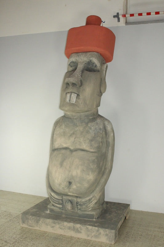 Moai sculpture with hat
