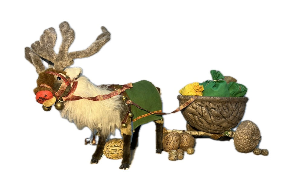 Reindeer with walnut cart