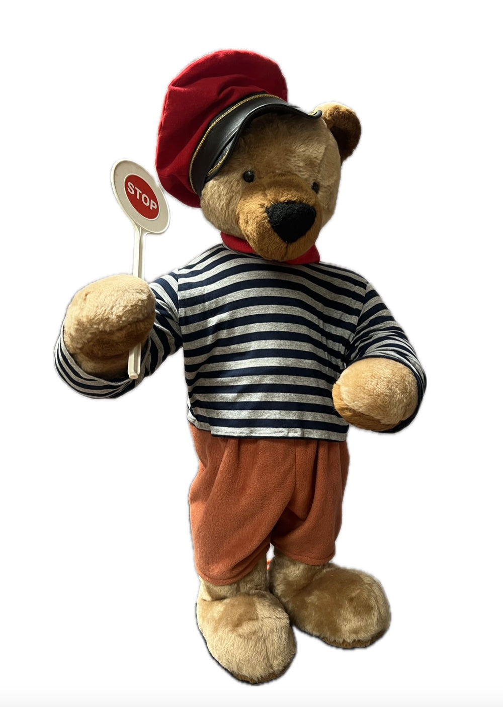 Teddy bear with signal paddle