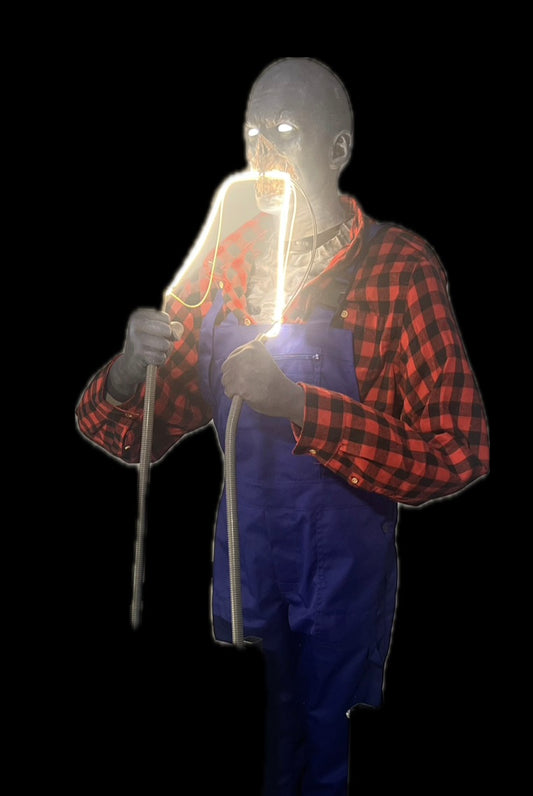 Zombie electrician bites into cable