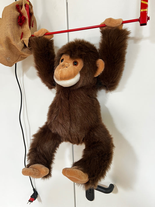 Monkey doing gymnastics on the high bar
