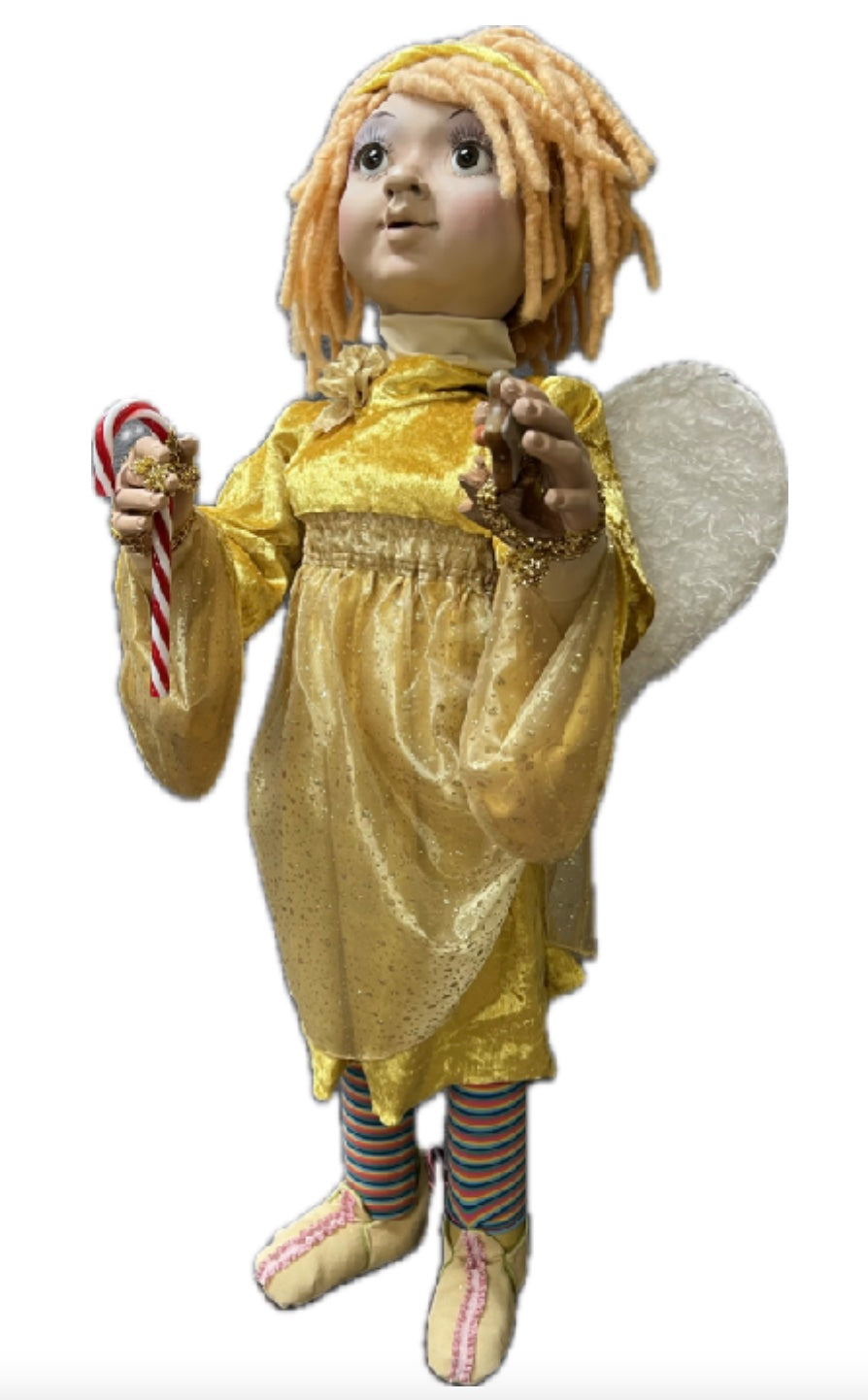 Angel 100 cm in gold yellow dress 