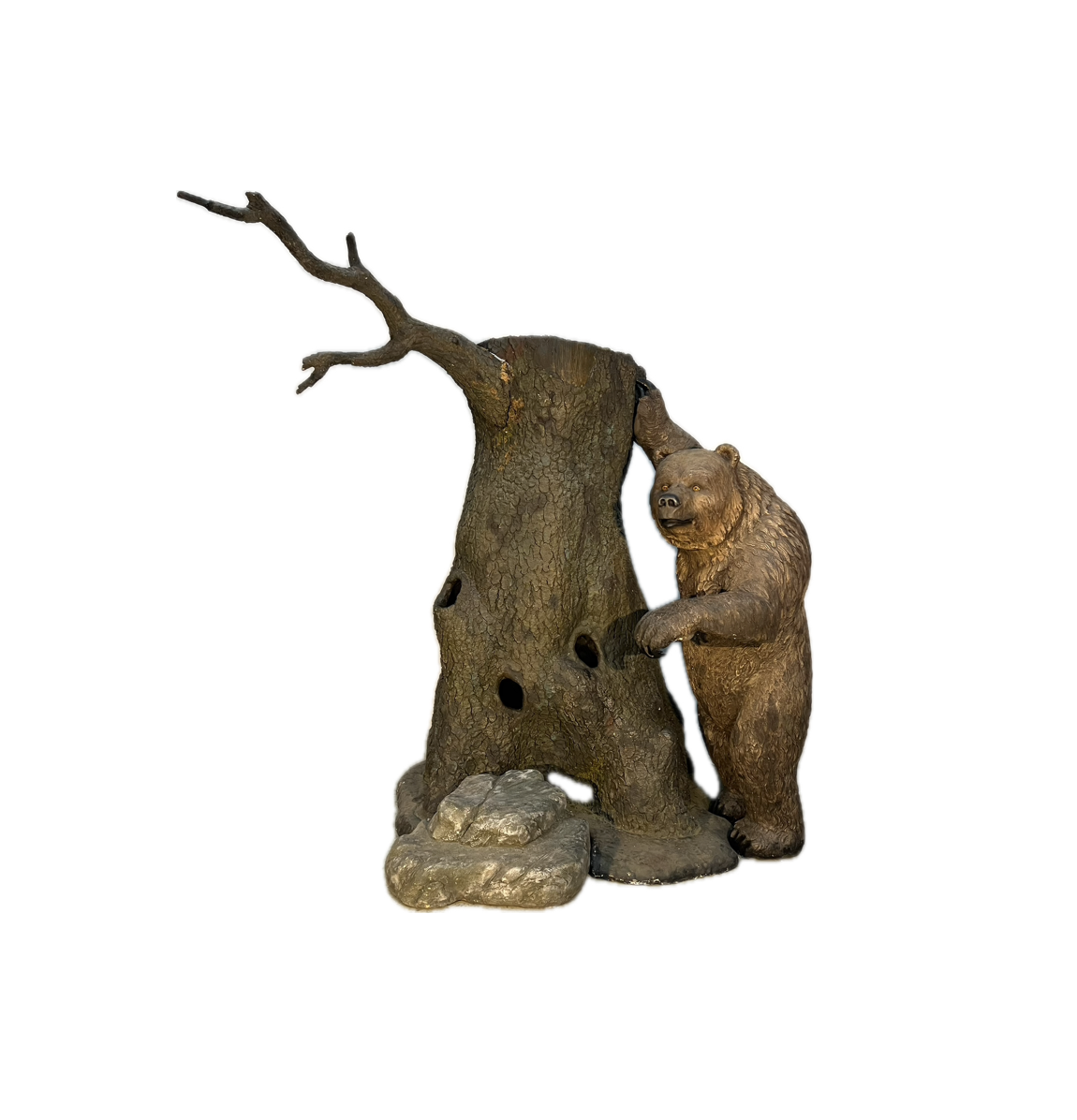 Grizzly bear with tree trunk - unique piece 