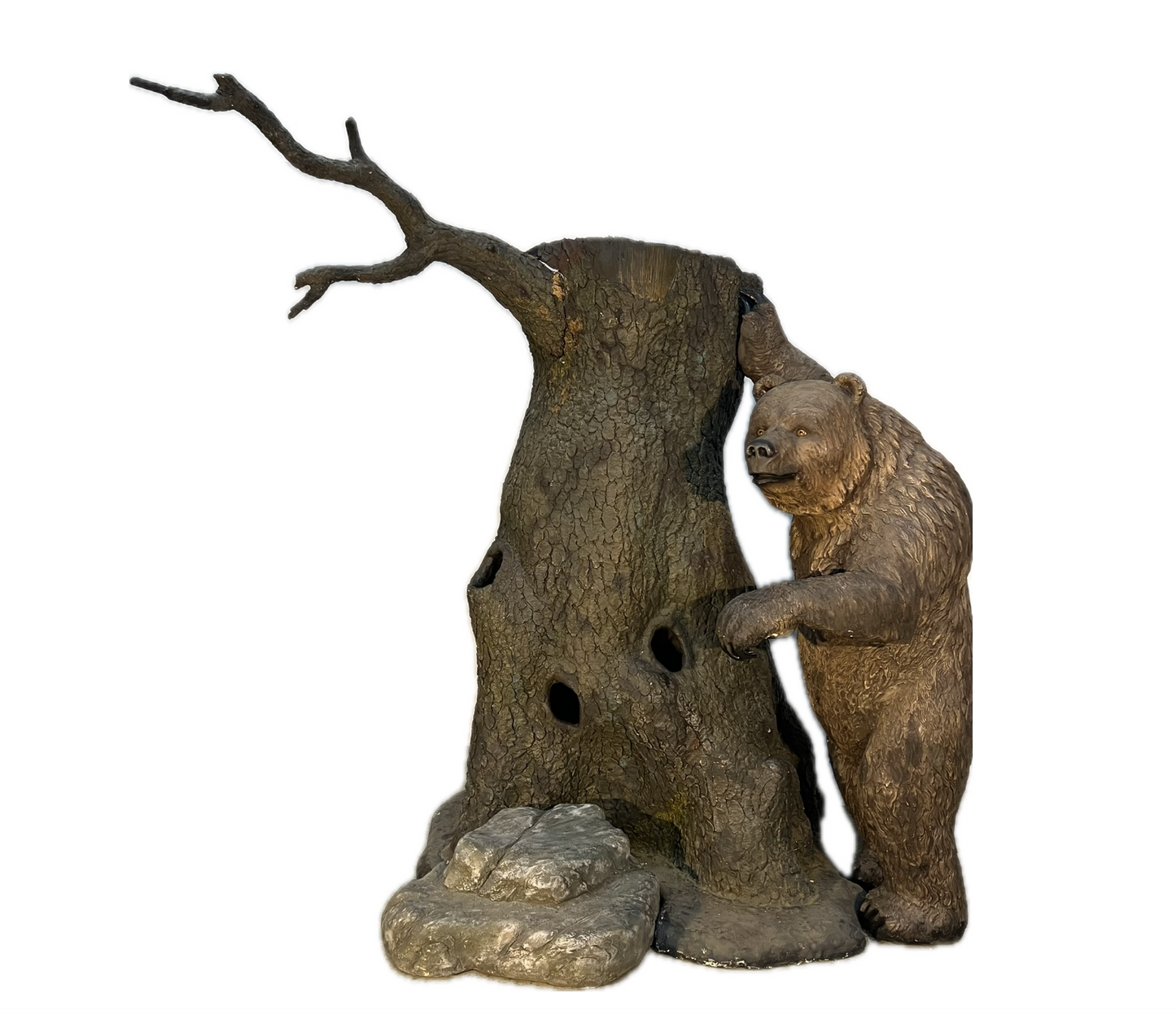 Grizzly bear with tree trunk - unique piece 