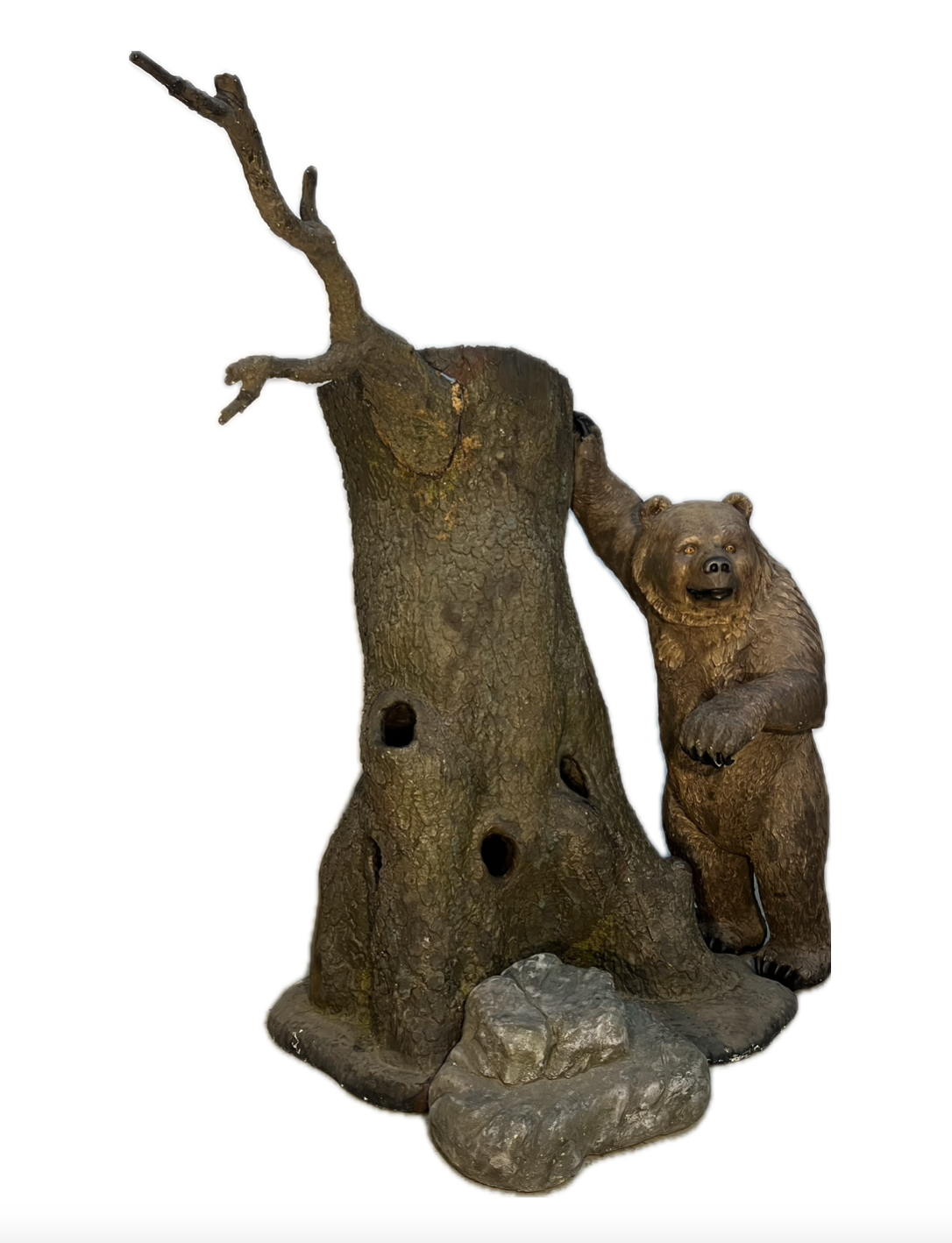 Grizzly bear with tree trunk - unique piece 
