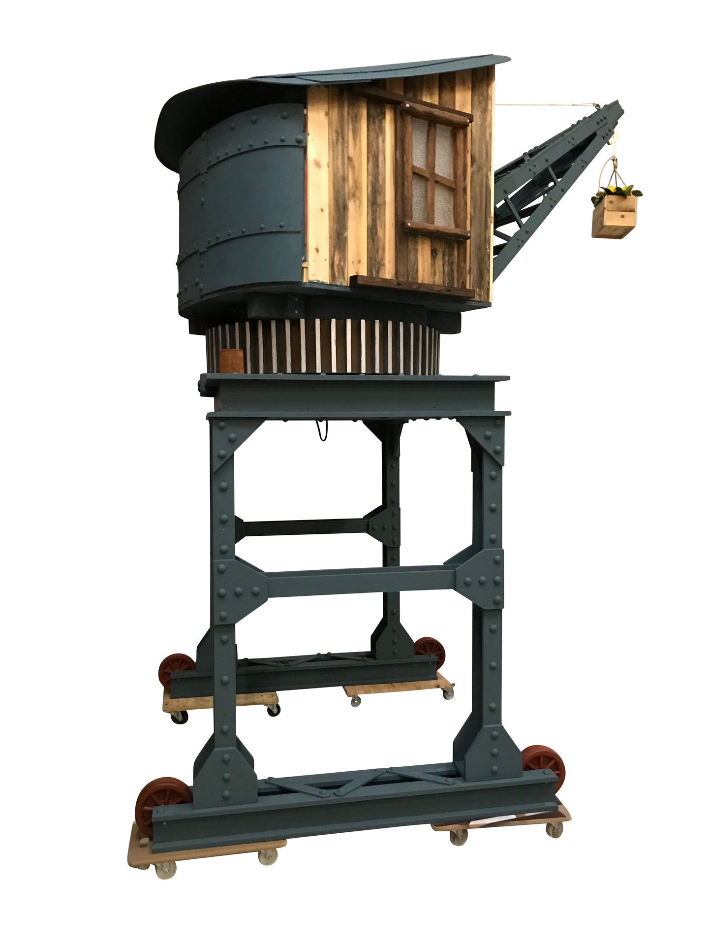 Harbor crane wooden model 1:6 with rope movement