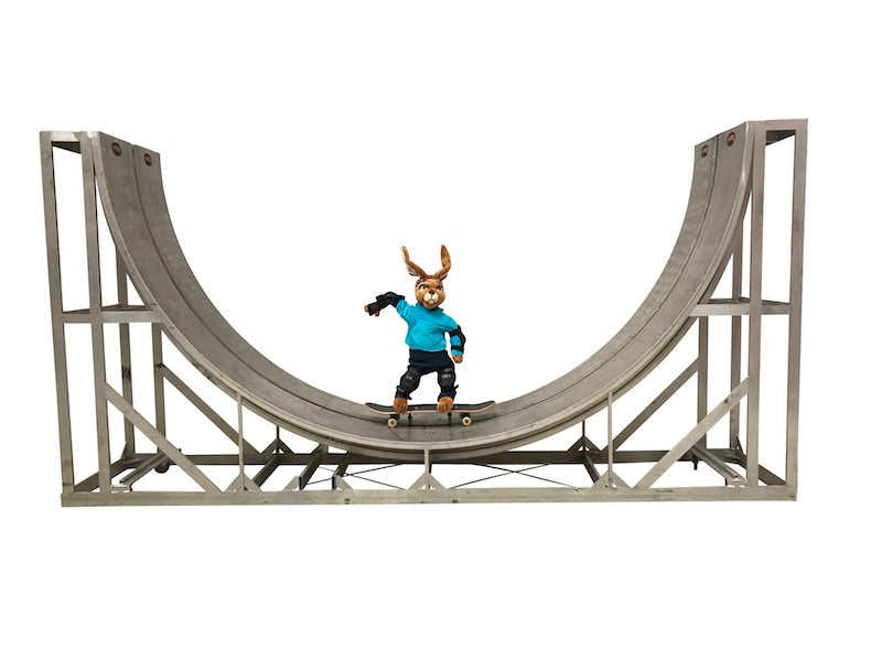 Halfpipe with rabbit as skater