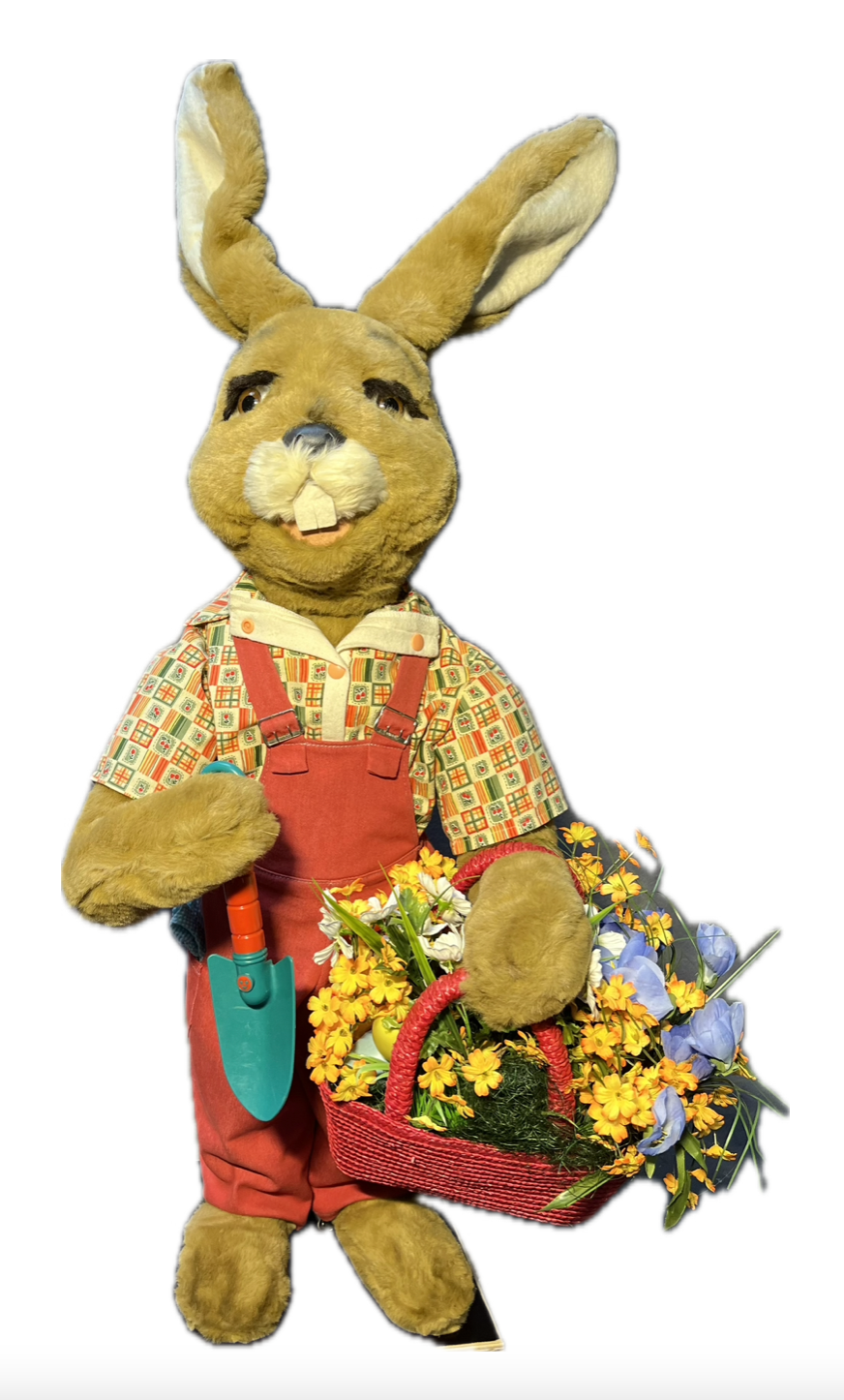 Rabbit with planting shovel and flower basket