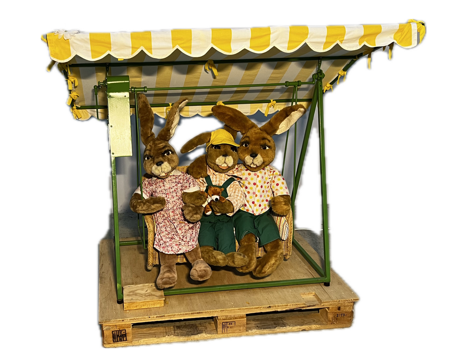 Hollywood swing with 3 rabbits