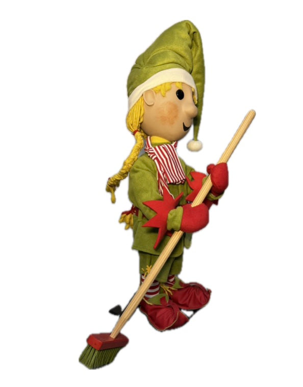 Elf with button eyes and a broom (Christmas bakery) 