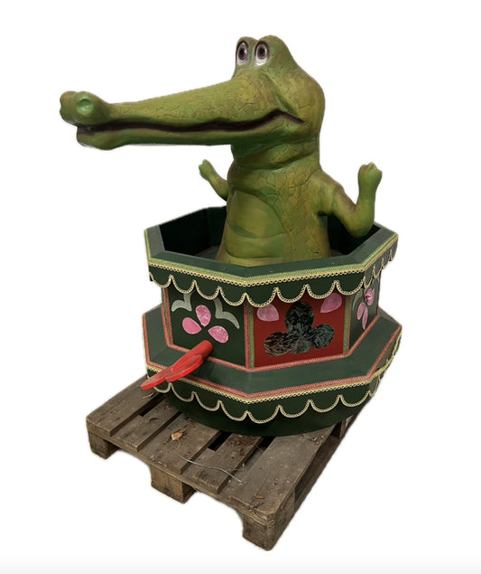 Krokodil Spieluhr mit drehendem Schlüssel