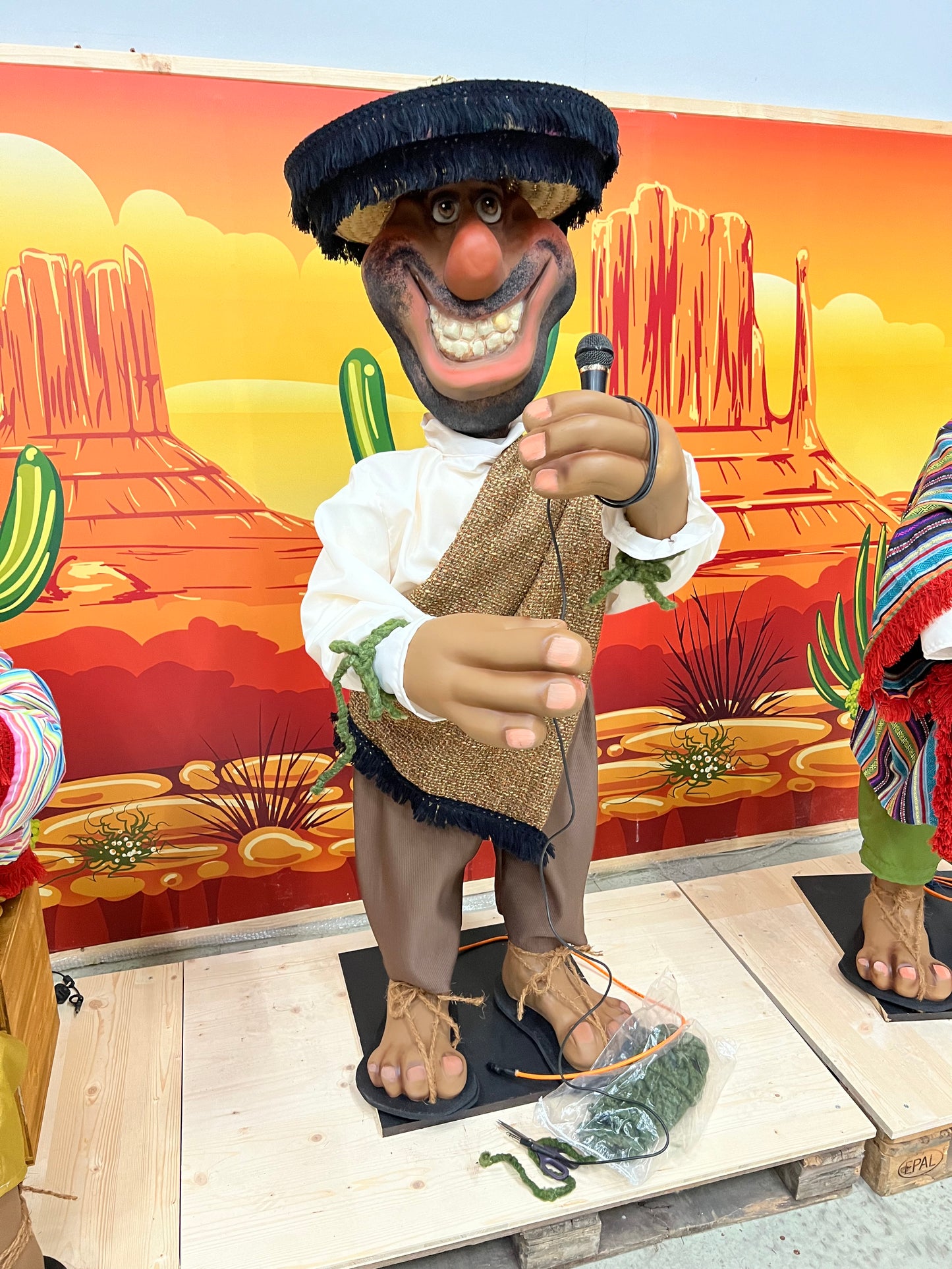Musician figure Mexican singer with microphone