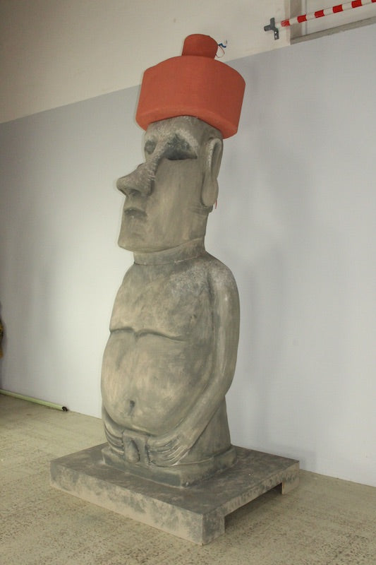Moai sculpture with hat