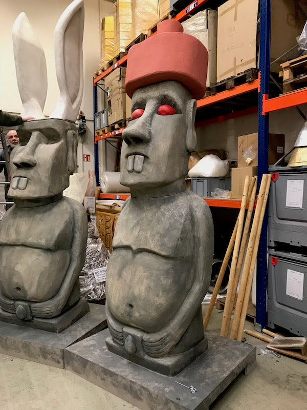 Moai sculpture with hat