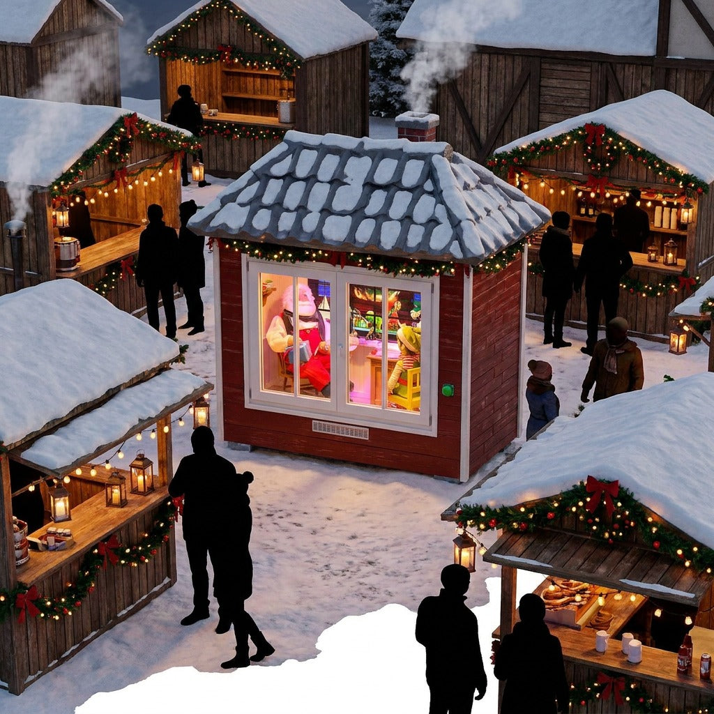 Weatherproof Christmas house with 55-inch screen (monitor enclosure)