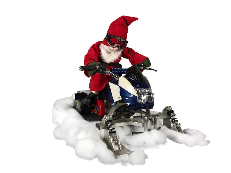 Santa Claus on a snowmobile