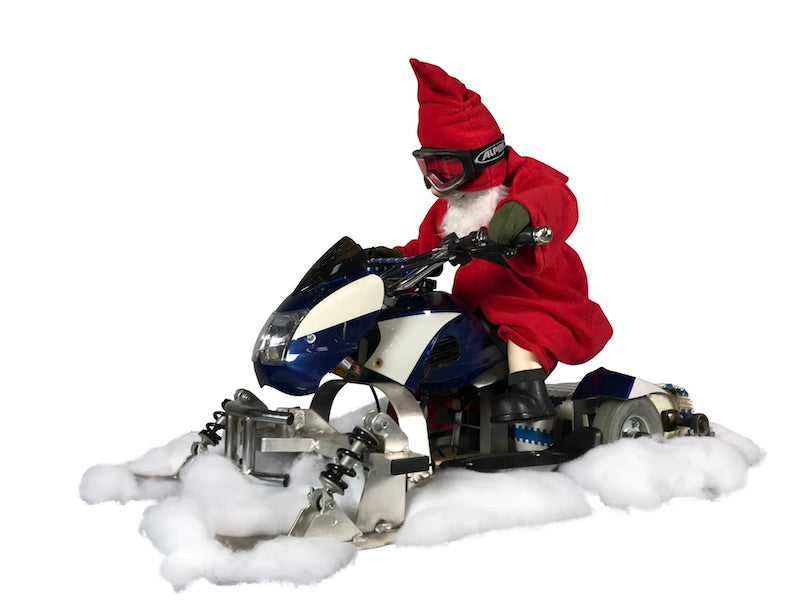 Santa Claus on a snowmobile