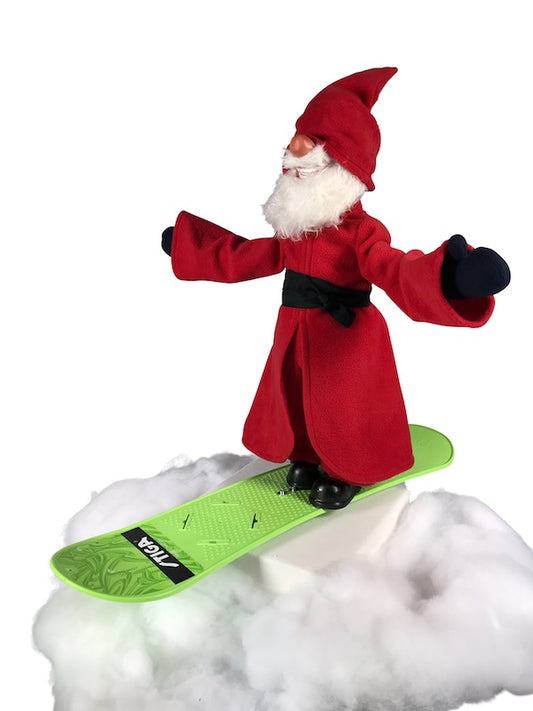 Santa Claus on a snowboard