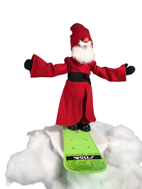 Santa Claus on a snowboard