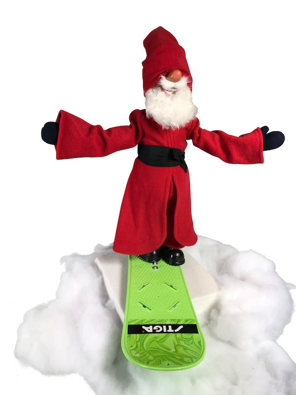 Santa Claus on a snowboard