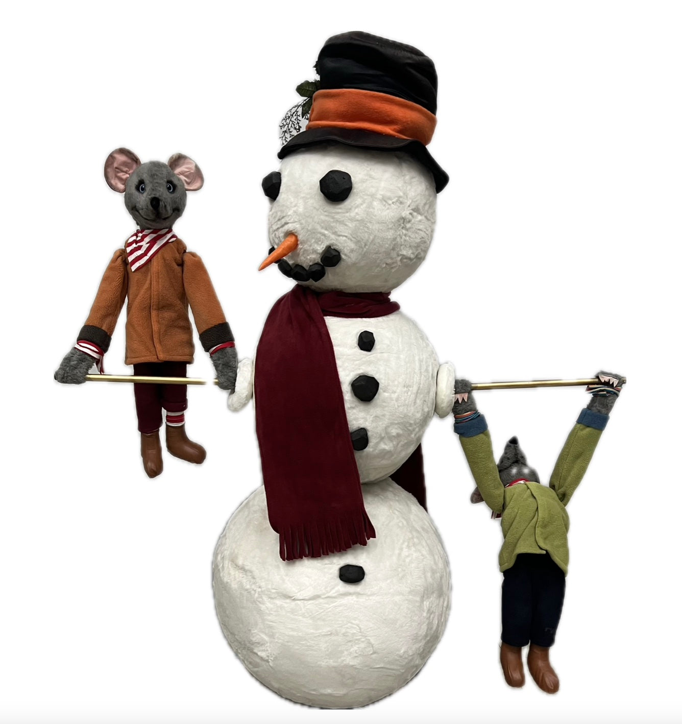Snowman with two gymnastic mice