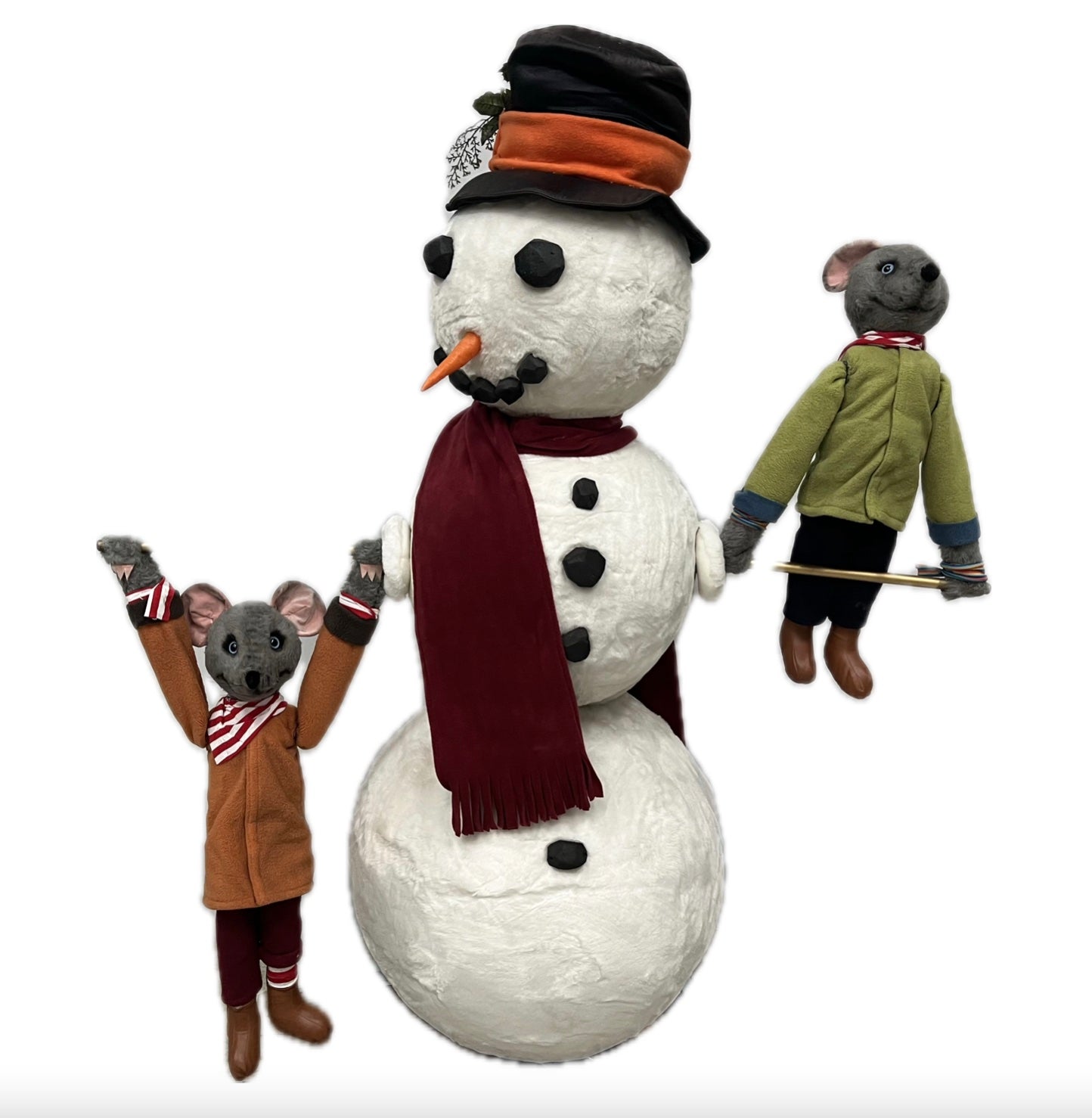 Snowman with two gymnastic mice