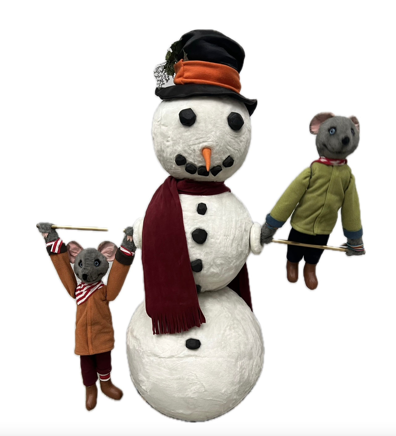 Snowman with two gymnastic mice