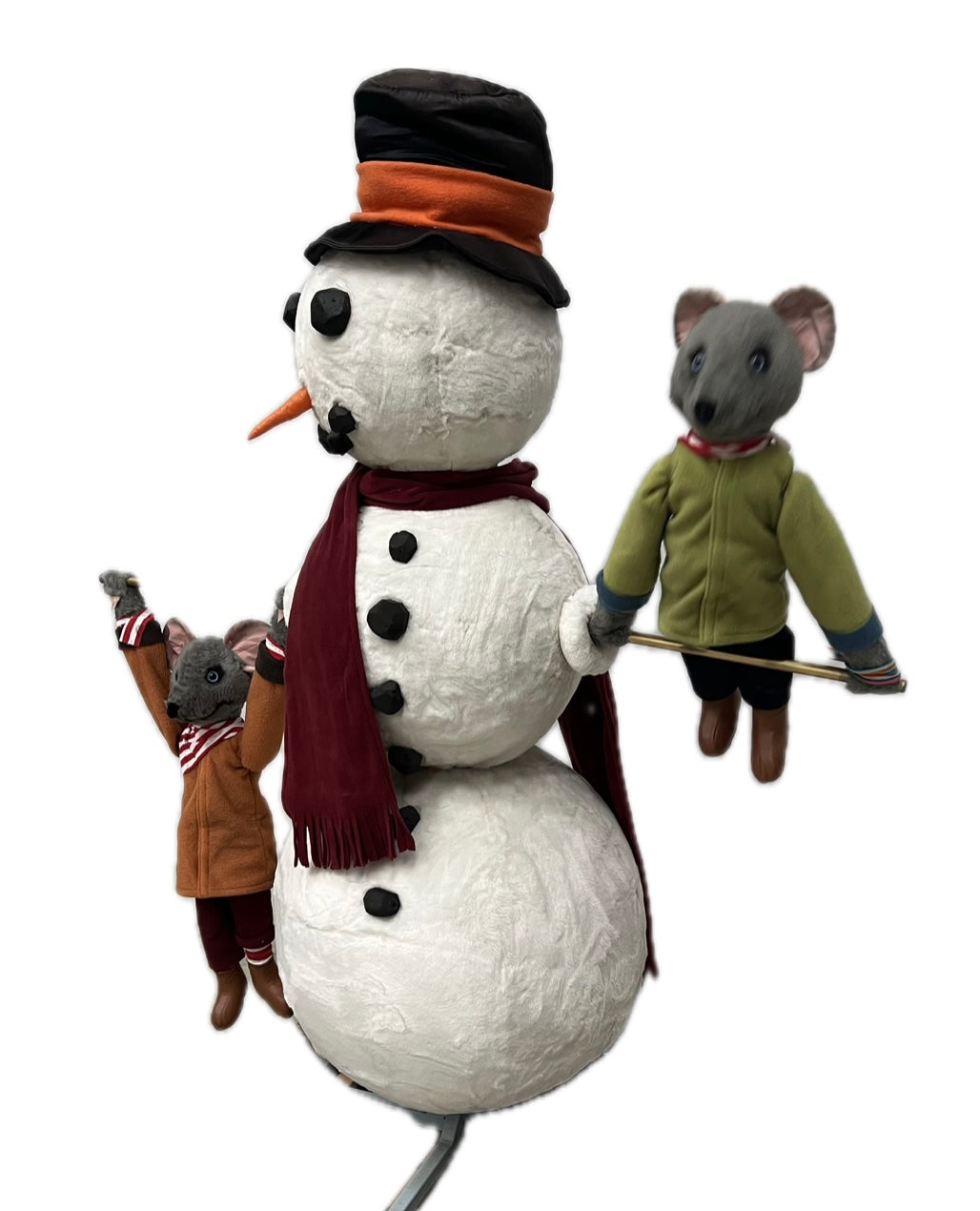 Snowman with two gymnastic mice