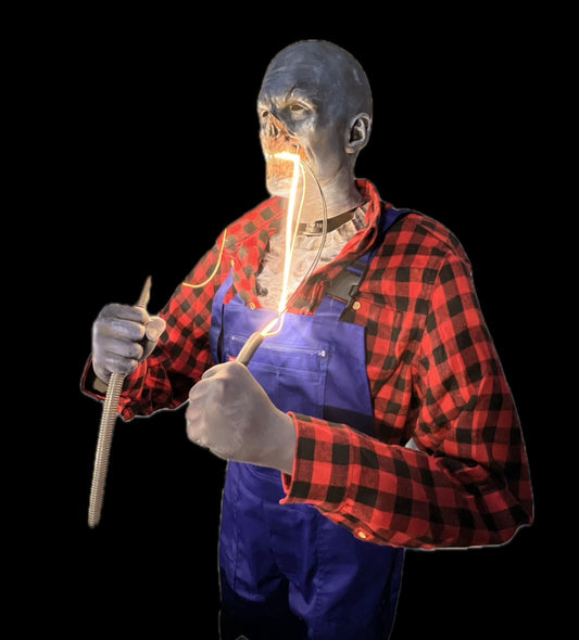 Zombie electrician bites into cable