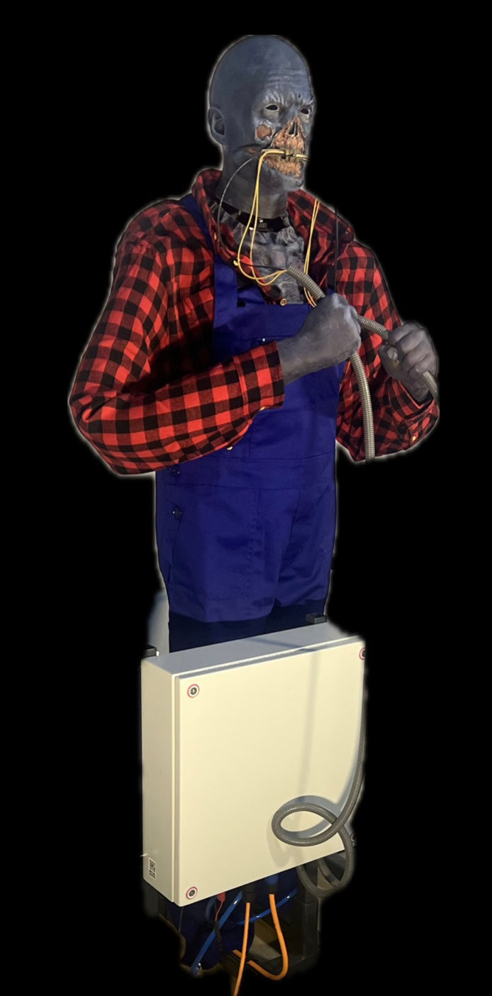 Zombie electrician bites into cable